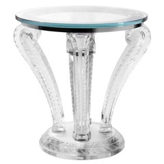 Lalique Marsan Crystal Pedestal Side Table