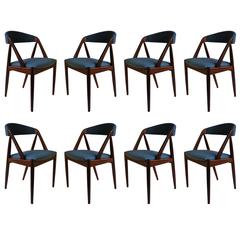 Rosewood Kai Kristiansen Model 31, re-upholstered Set of Eight 10