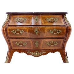 1960s Scandinavian Mahogany Bombe Rococo Influenced Commode