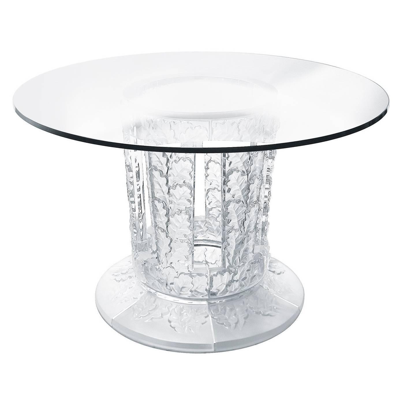 Lalique Chene Crystal Dining or Entryway Table For Sale
