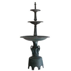 Vintage Grün Gusseisen Drei-Tier-Reiher Reclaimed Brunnen