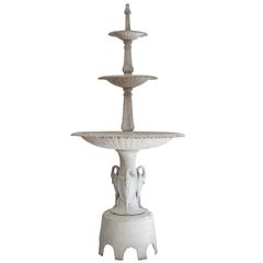 Vintage Cast Iron Three-Tier Heron Reclaimed Fountain