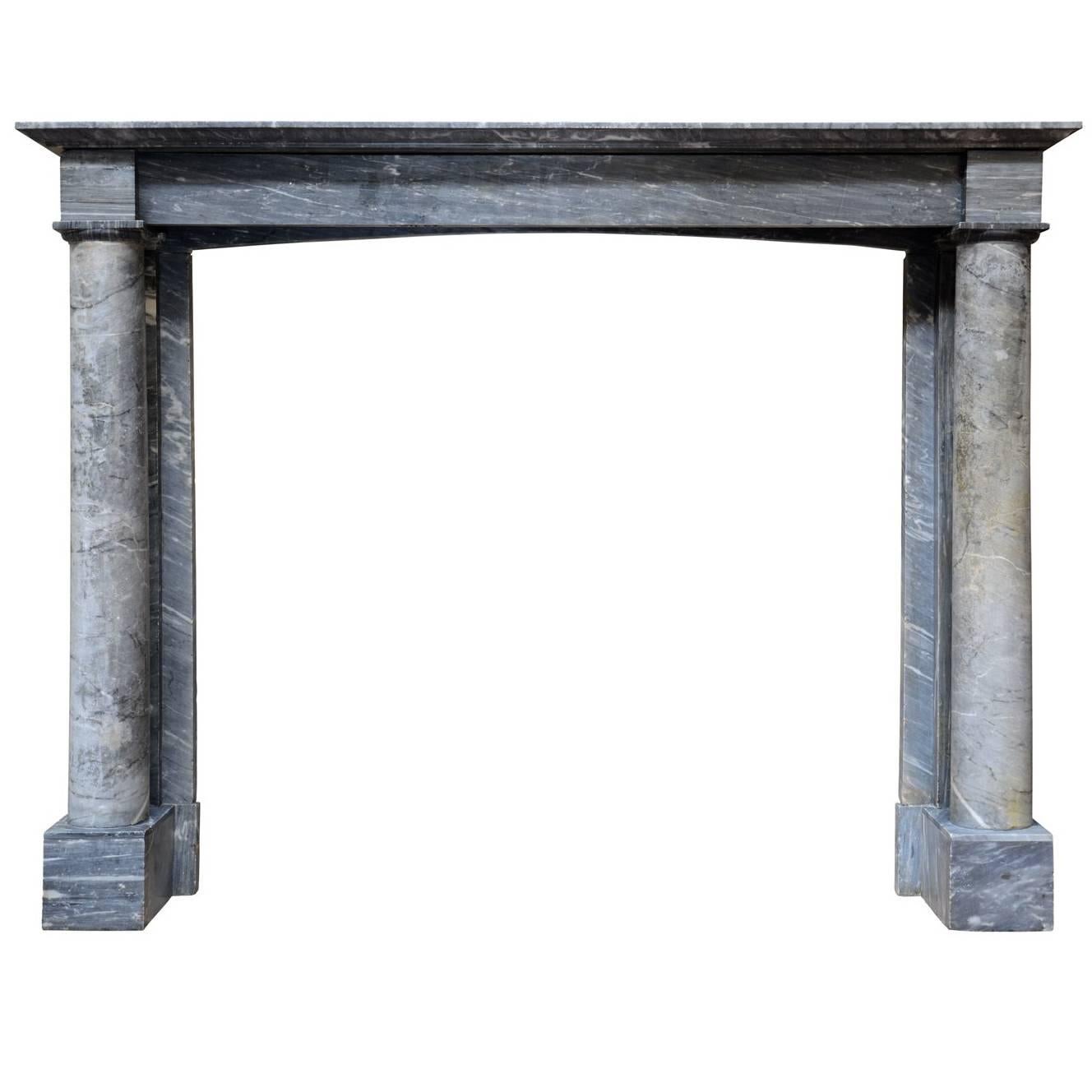 French Empire Period Capella Blue Turquin Marble Fireplace, 19th Century For Sale