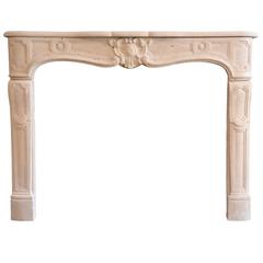 French Louis XV Period Stone Fireplace, 18th Century