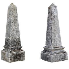 Pair of Molded Stone Obelisks, 19th Century