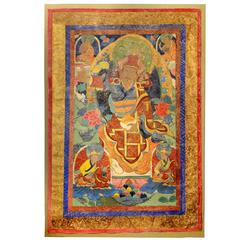 Tibetan Buddhist Thangka Stretched Wall Hanging