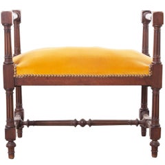 French 19th Century Mahogany Louis XVI Style Upholstered Stool