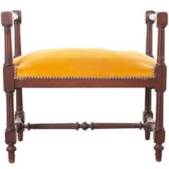 French 19th Century Mahogany Louis XVI Style Upholstered Stool 7