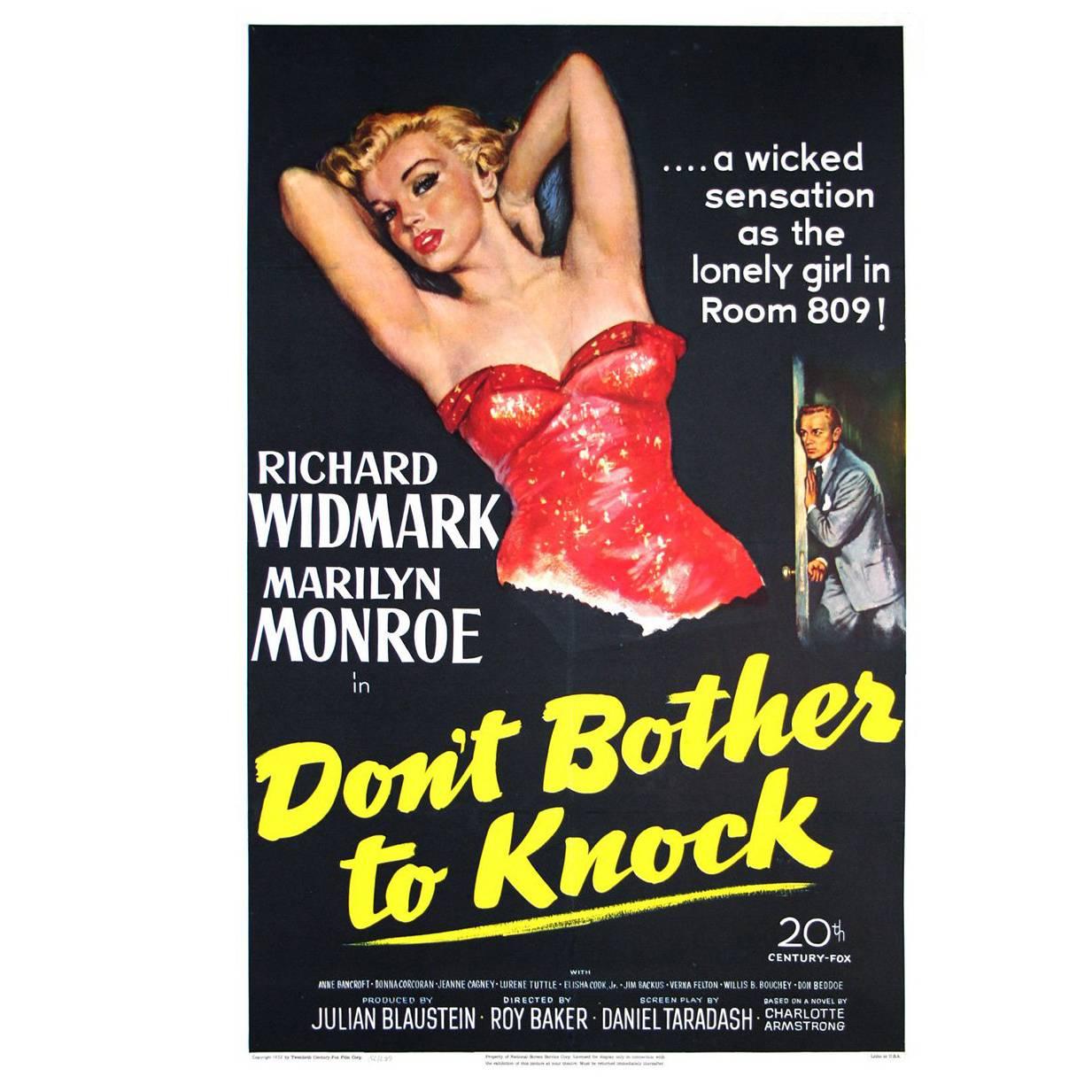 "Don't Bother To Knock" Film Poster, 1952