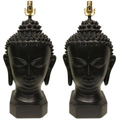 Pair of Buddha Lamps Attributed to James Mont