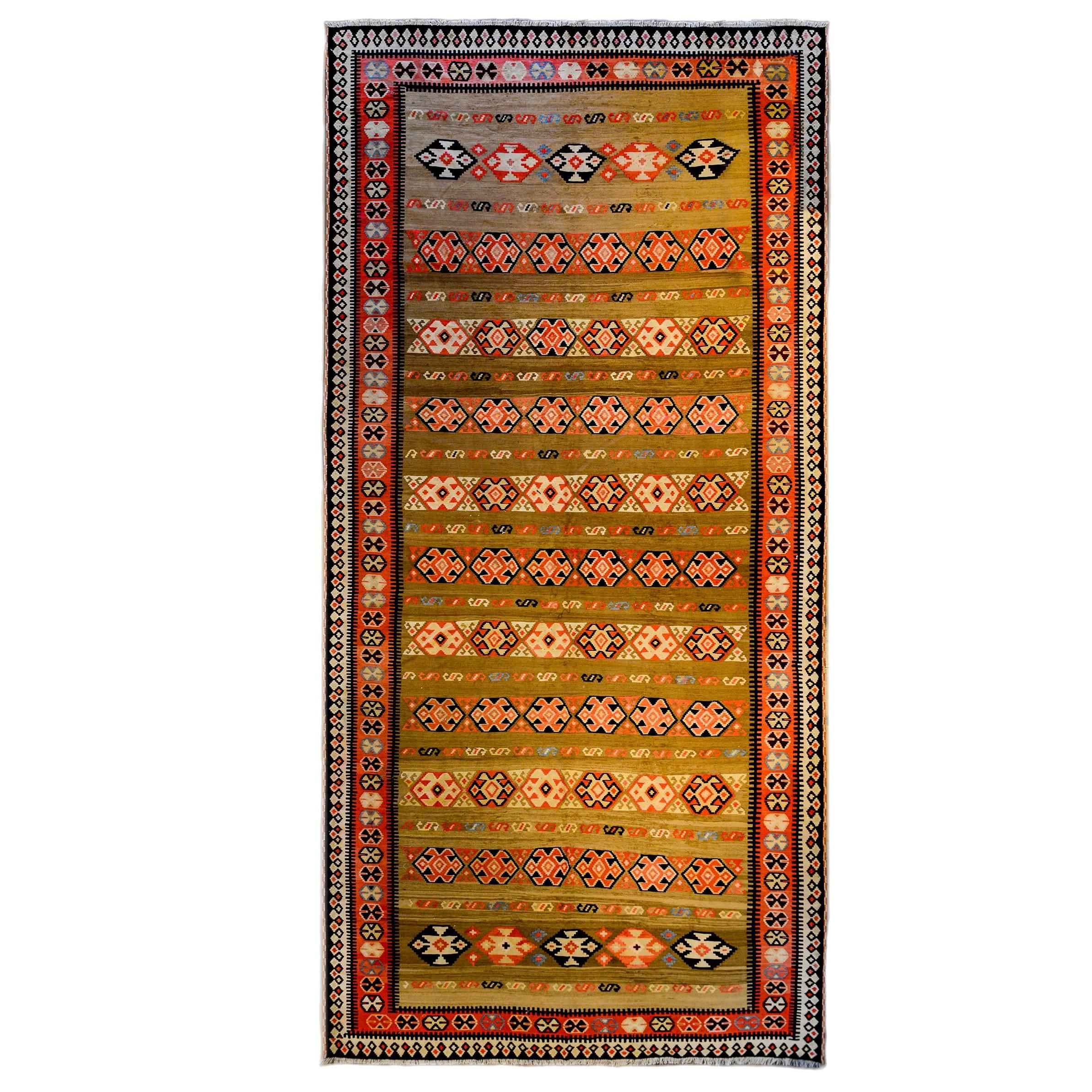 Incredible Mid-20th Century Zarand Kilim Runner For Sale