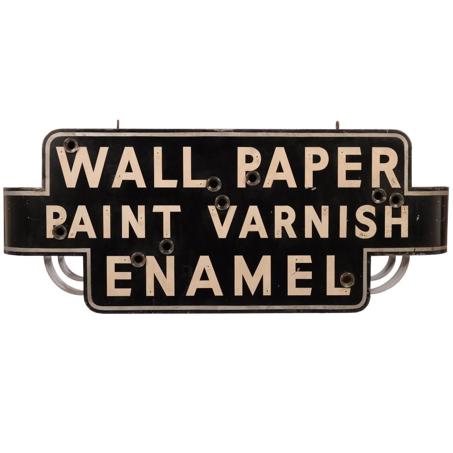 Antique Paint and Wallpaper Neon Can Sign For Sale