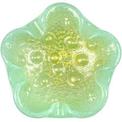 Barovier Toso Murano Light Green Gold Flecks Italian Art Glass Bowl Ashtray 7