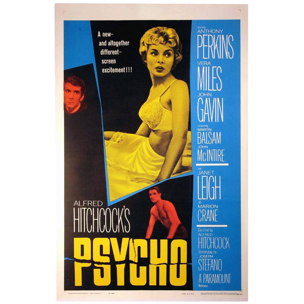 "Psycho" Film Poster, 1960 For Sale