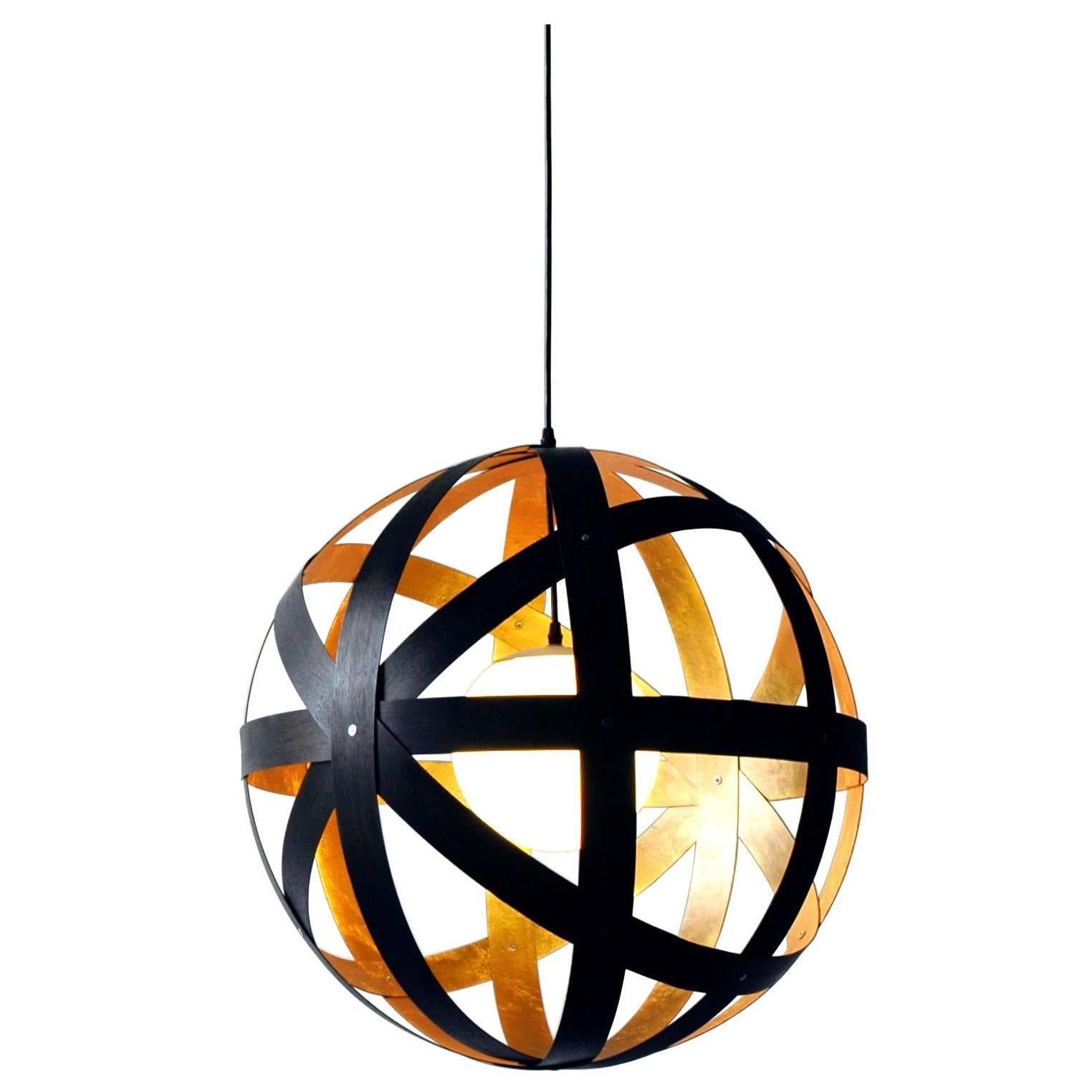Meridian 42 Black Stained Walnut and Gold Leaf Pendant For Sale