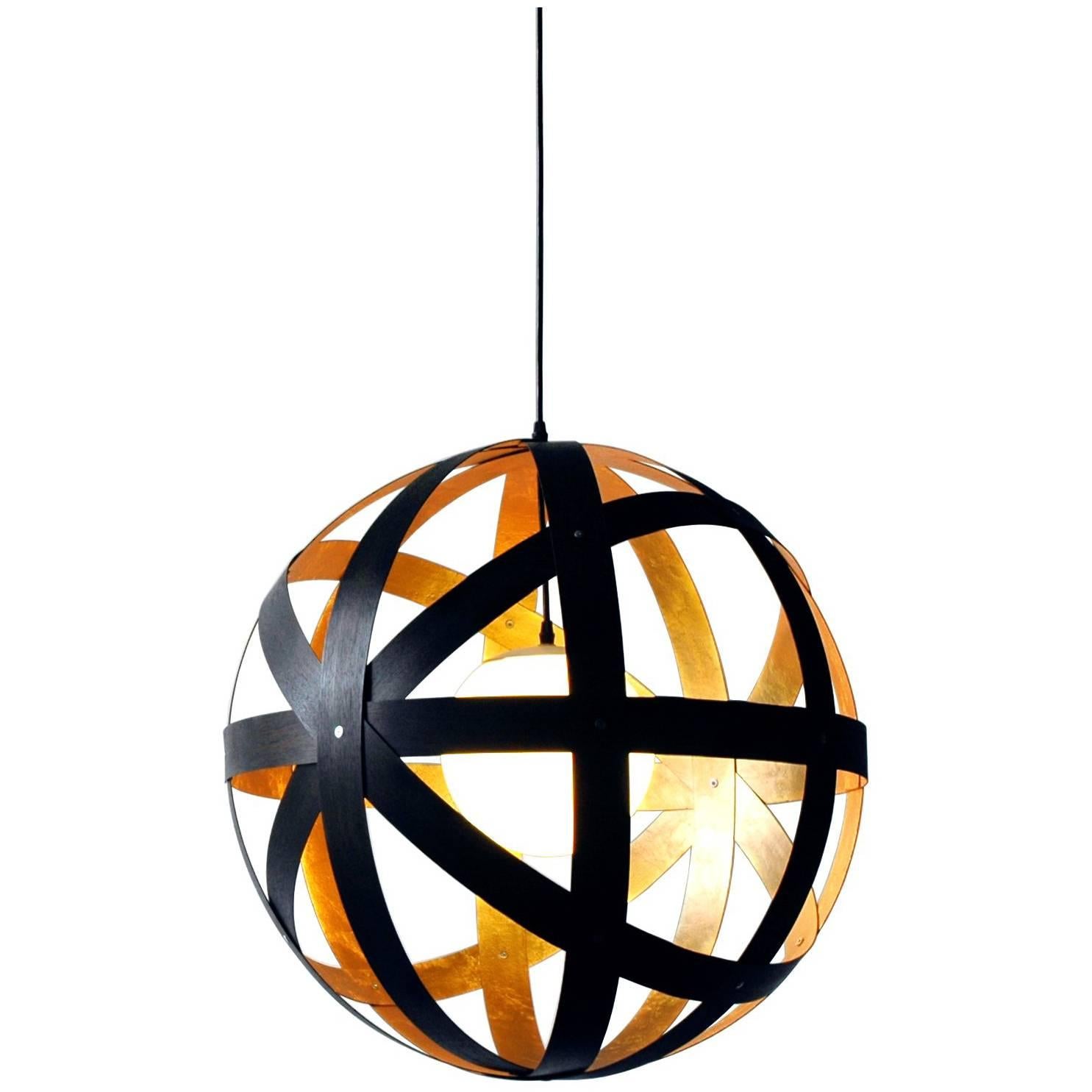 Meridian 36 Black Stained Walnut and Gold Leaf Pendant For Sale