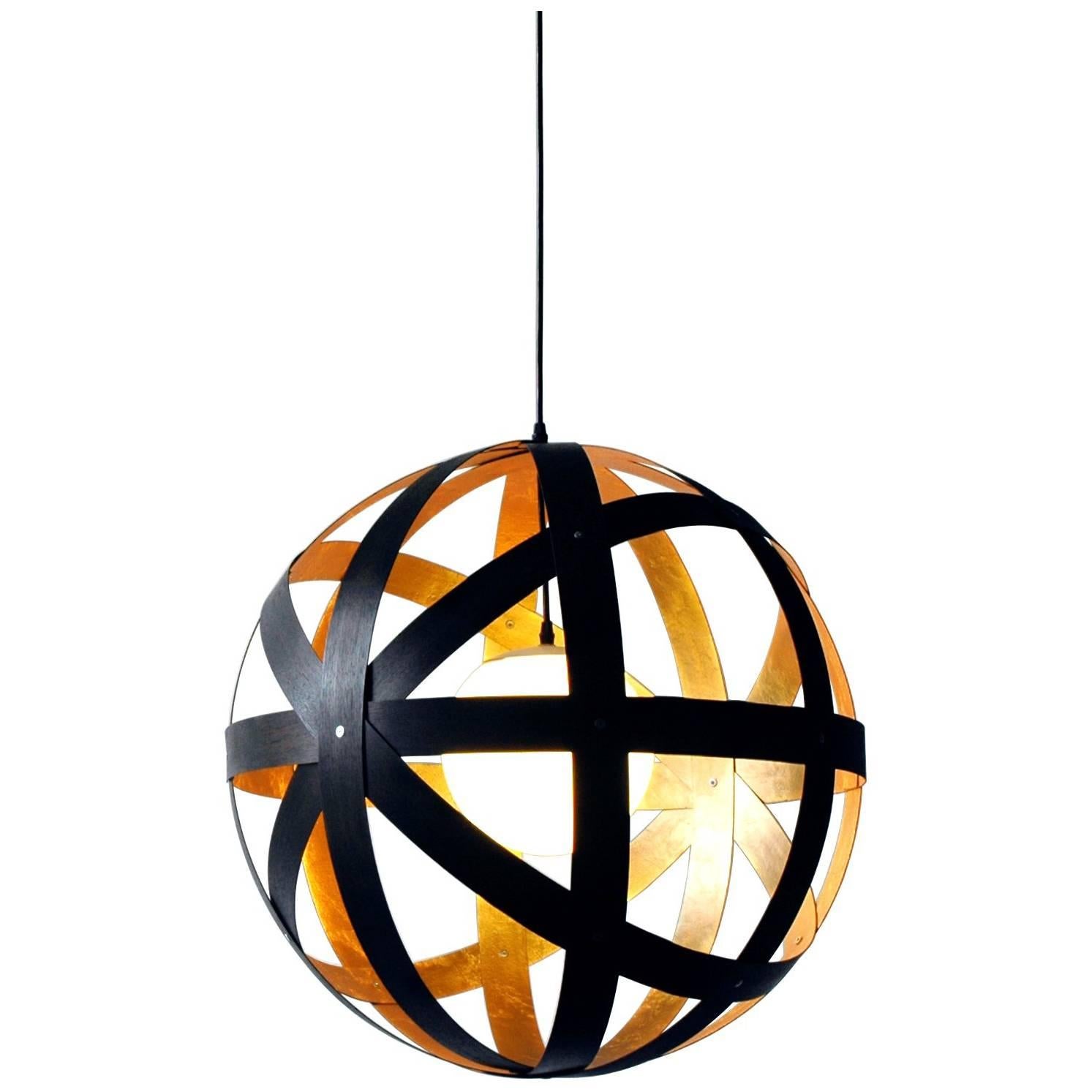 Meridian 30 Black Stained Walnut and Gold Leaf Pendant For Sale