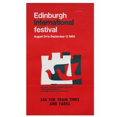 1960s Red Edinburgh International Festival Poster Pop Art Design