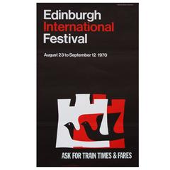Vintage 1970s Edinburgh International Festival Poster Pop Art