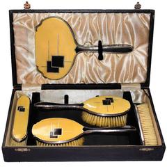 Rare Ladies 1930s Art Deco Dressing Brush Box Set