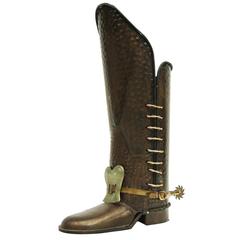 1960s Hammered Copper and Brass Boot Umbrella Stand 3