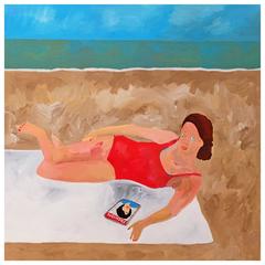'Model Behaviour' Portrait Painting by Alan Fears Pop Art Fashion Beach 12