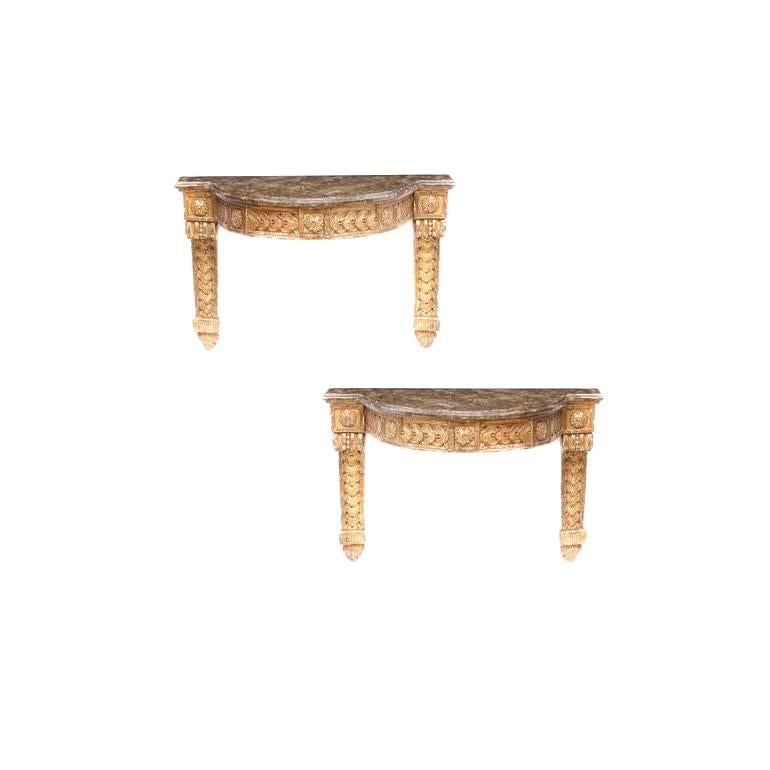 Pair of Italian Neoclassical Consoles Wall Bracket, 18th Century