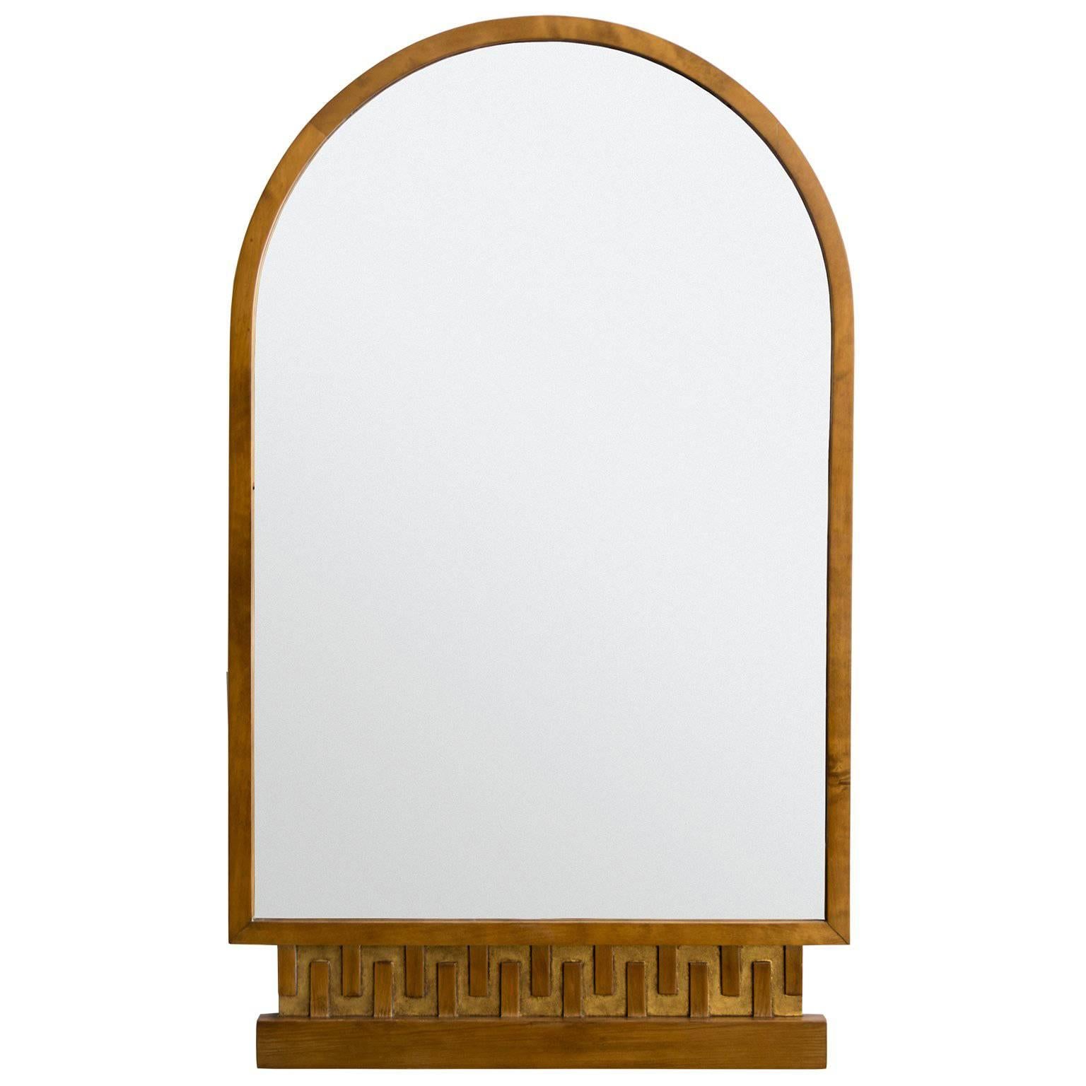 Scandinavian Modern, Art Deco Stained and Giltwood Meander Mirror