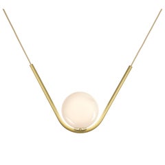 Perle 1 Pendant in Aged Brass with Handblown Glass Ball by Larose Guyon