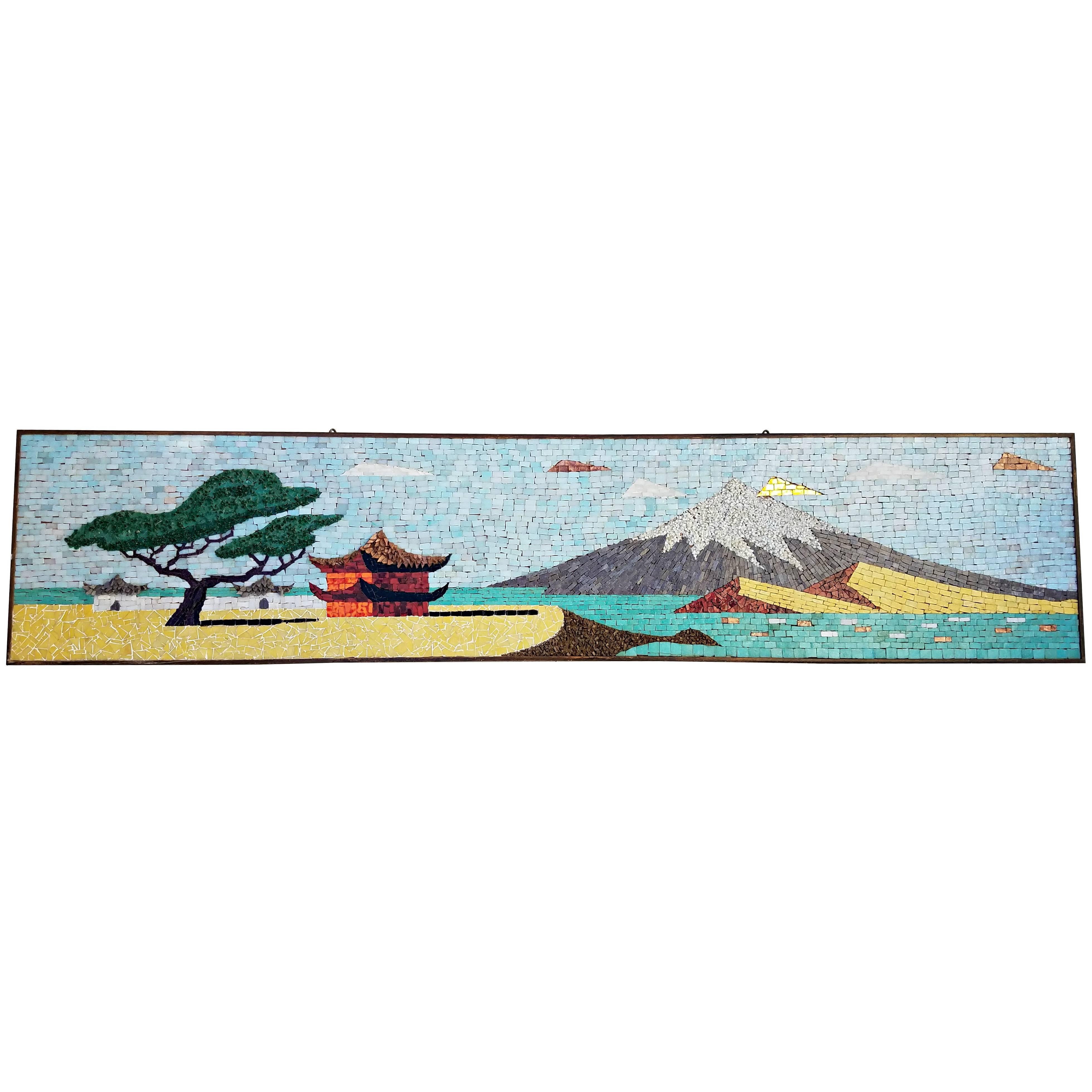 Large Mid-Century Mosaic Art of Mt. Fuji, Japan