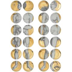 Fornasetti Adam and Eve Gold Porcelain Plates