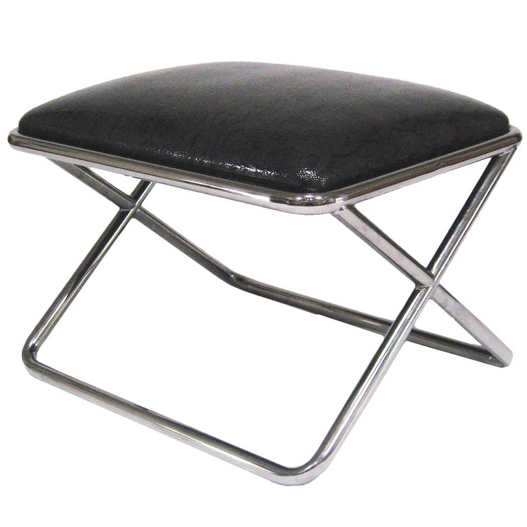 Ward Style Chrome and Leather XBase Stool For Sale at 1stDibs