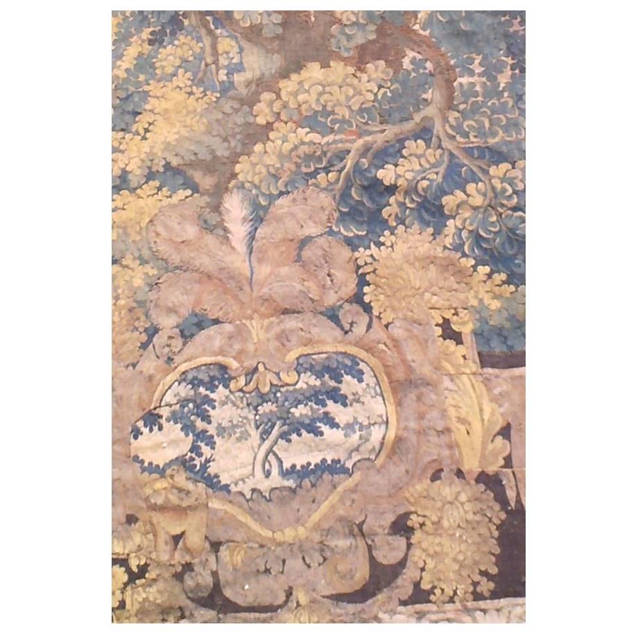 Authentic Brussels tapestry
Verdure Louis XIV
Early 17th century.

Wool and silk. 

Lined and dry cleaned by professional tapestry restorer.
Small restoration has been done at top central medallion