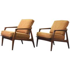 Milo Baughman for Thayer Coggin Walnut Lounge Chairs