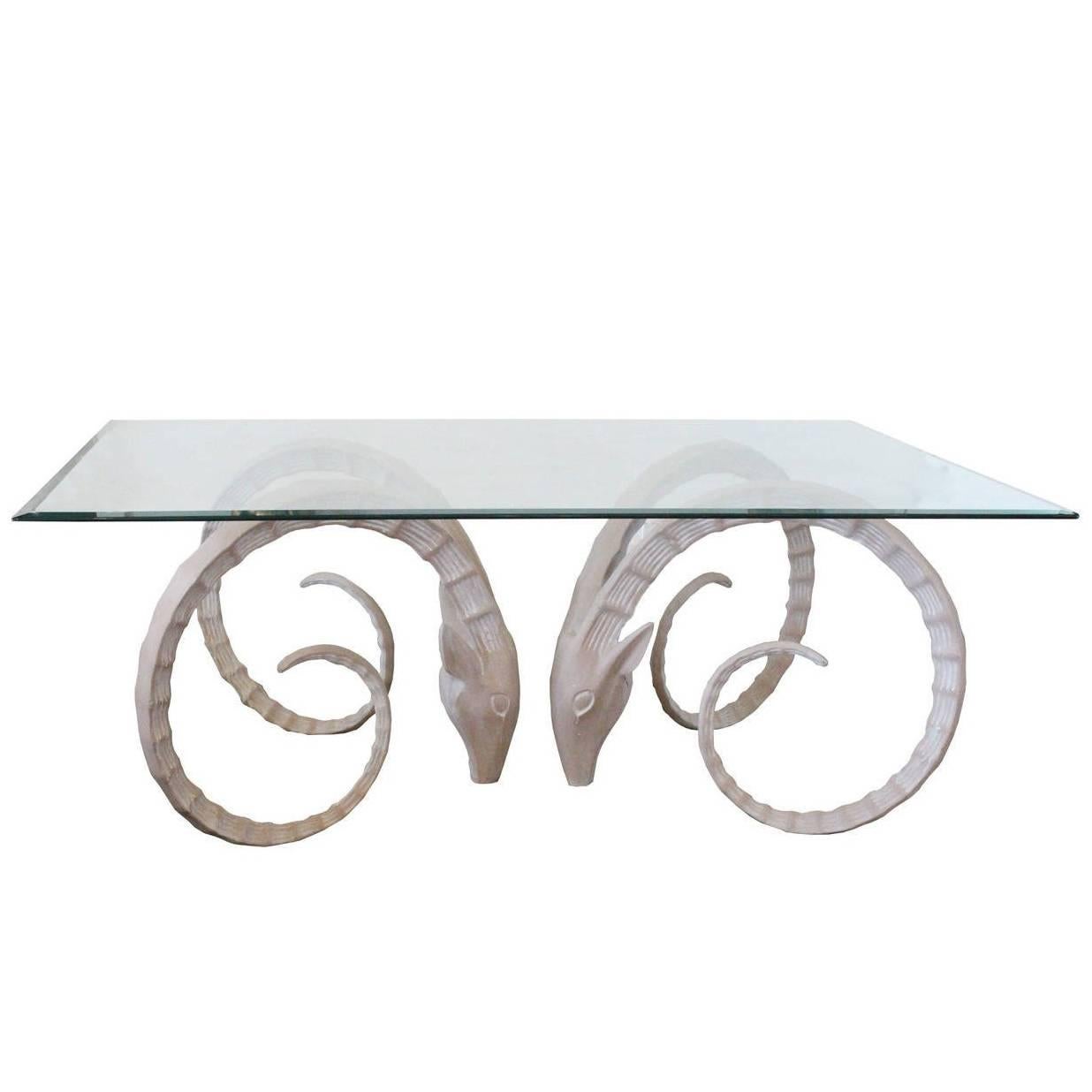 Sculptural Ibex Gazelle or Ram's Head Dining Table Bases For Sale