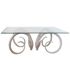 Retro Sculptural Ibex Gazelle or Ram's Head Dining Table Bases