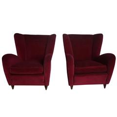 20th Century Pair of Italian Wingback Lounge Chairs Paolo Buffa 7