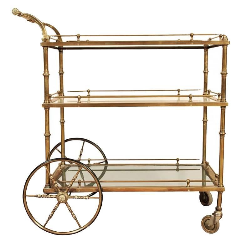 Mid-Century Brass and Glass Bar Cart