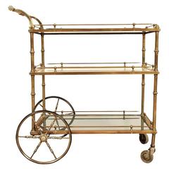 Mid-Century Brass and Glass Bar Cart 1