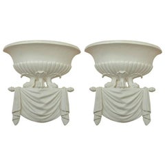 Pair of Dorothy Draper Style Plaster Wall Sconces