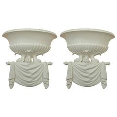Pair of Dorothy Draper Style Plaster Wall Sconces
