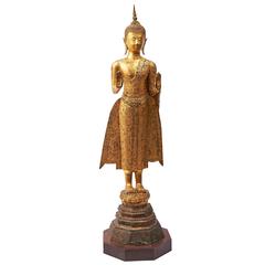 Gilt Bronze Thai Standing Buddha, 19th Century