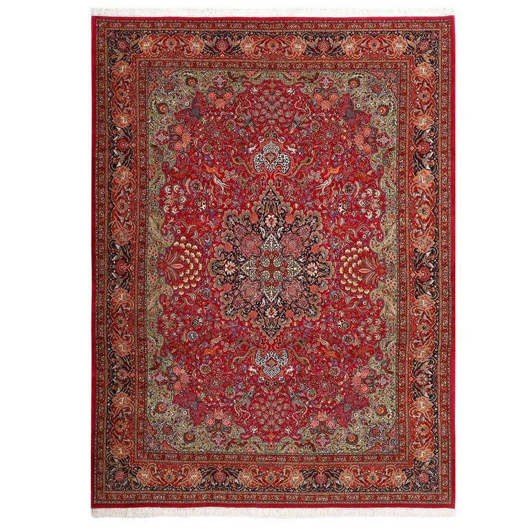 Vintage Animal Motif Tabriz Persian Rug For Sale at 1stdibs