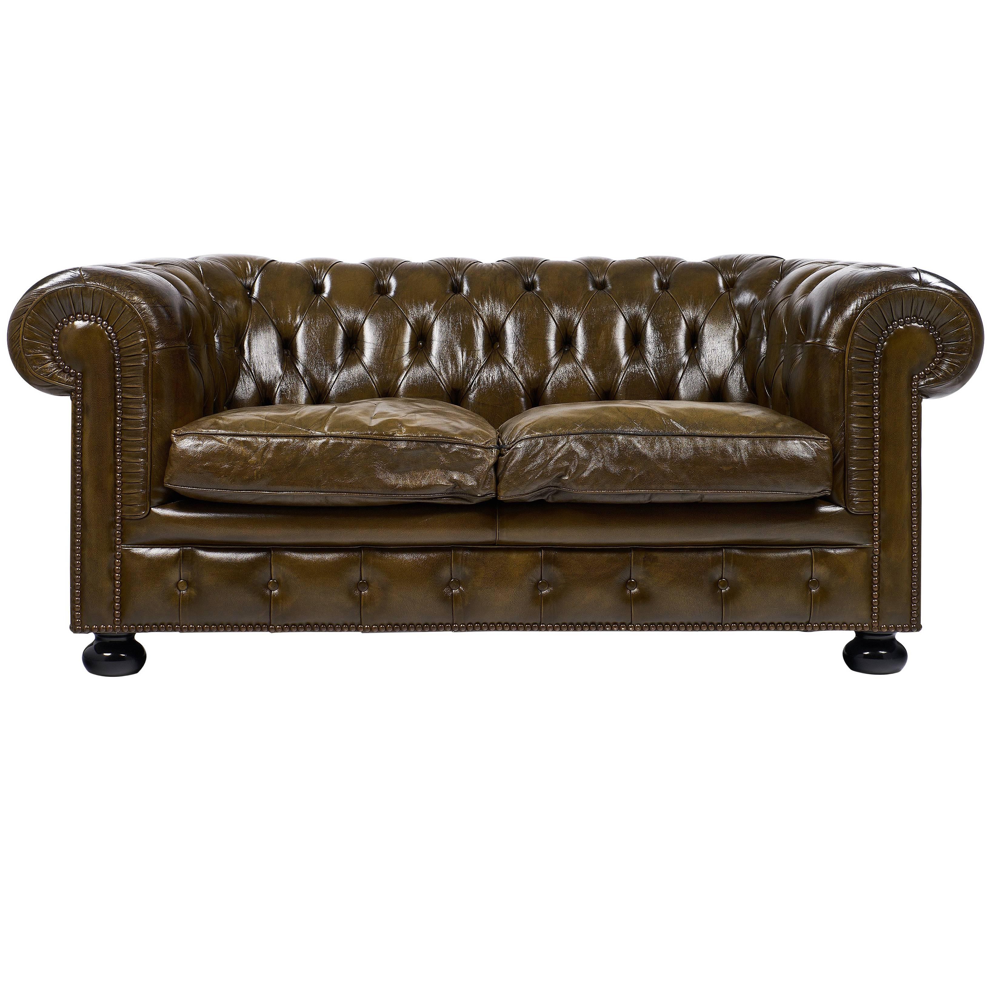 English Vintage Chesterfield Leather Sofa