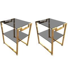 Pair of Brass Side Tables in the Manner of Romeo Rega