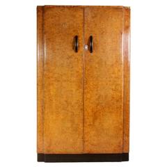 Vintage Art Deco Burr Walnut Two-Door Gentleman’s Wardrobe