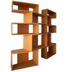 Italian Wide Bookcase by Bernini in Beech Wood / Light color Late 20th Century