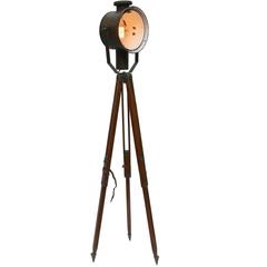 Vintage Tripod Martha Raw, Industrial Spot on Wooden Tripod