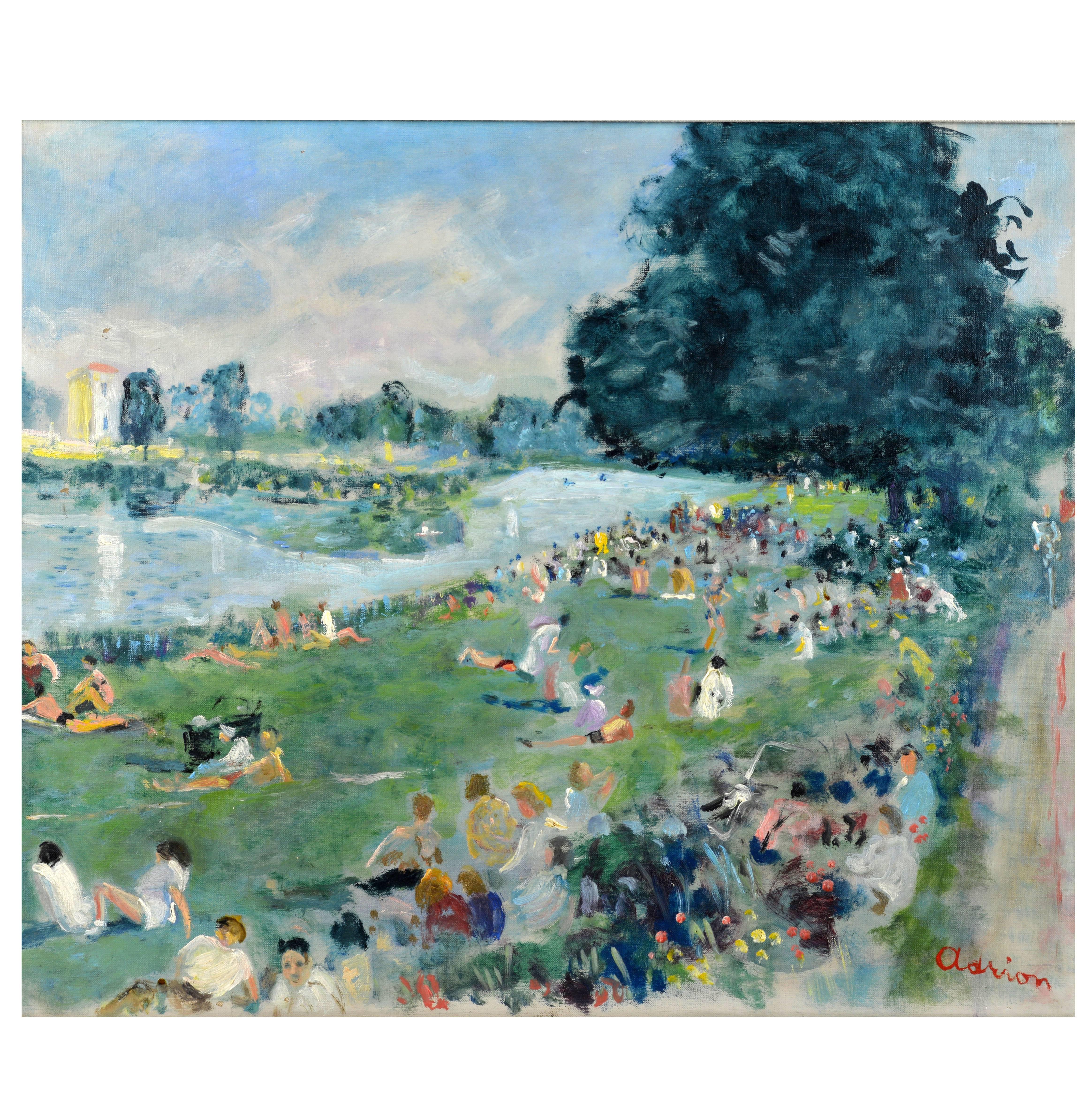Summer in the Park, Paris by Lucien Adrion, French Post Impressionist