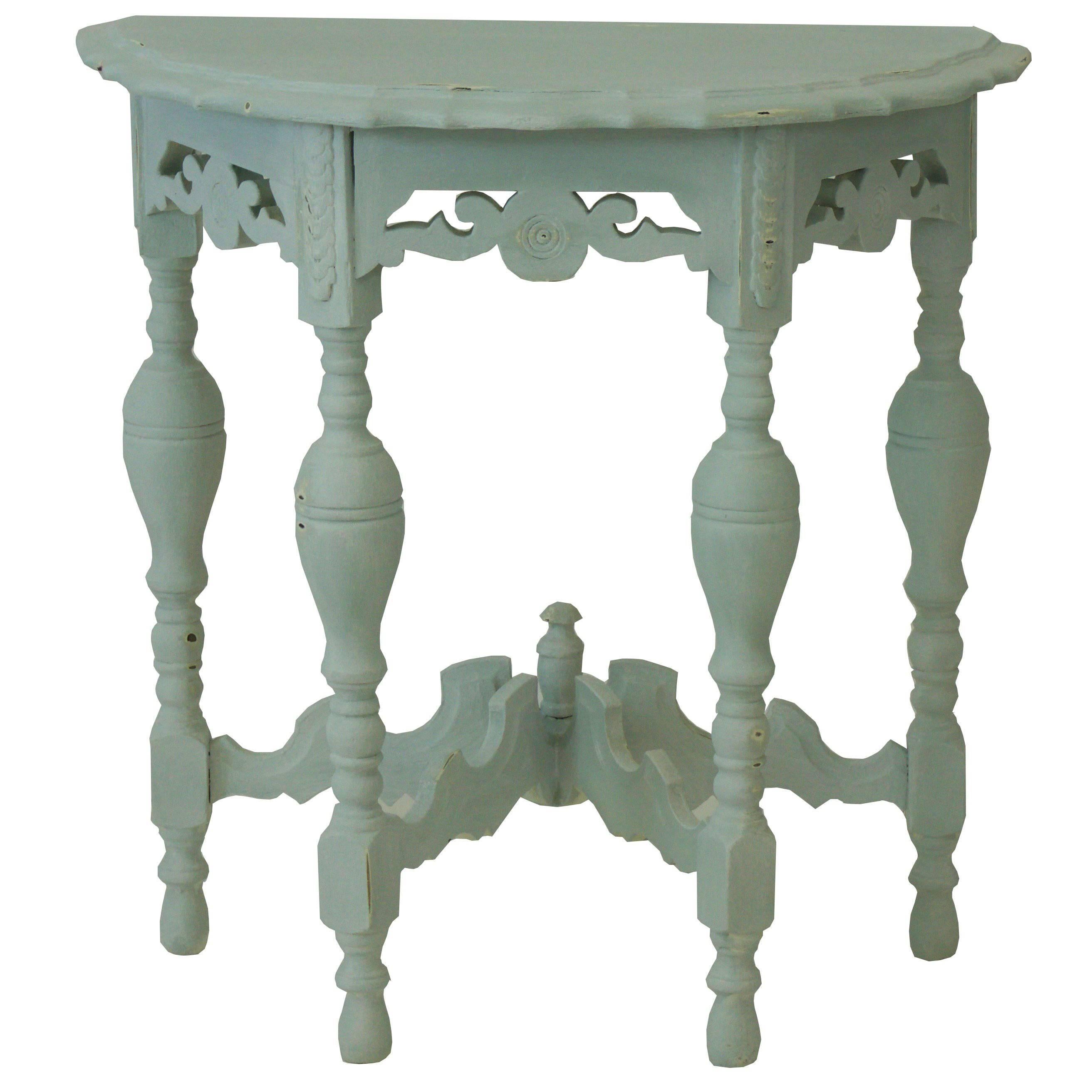 French Provincial Carved Demilune Table